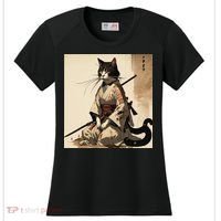 Samurai Cat Artwork Japanese Women's Cooling Performance Crew T-Shirt thumb 0