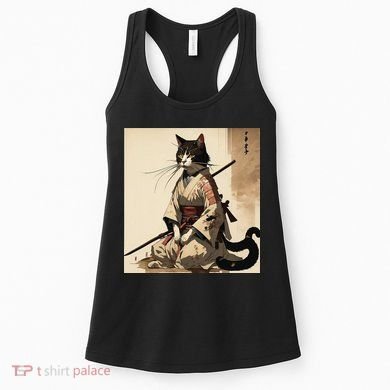 Samurai Cat Artwork Japanese Women's Tank Top