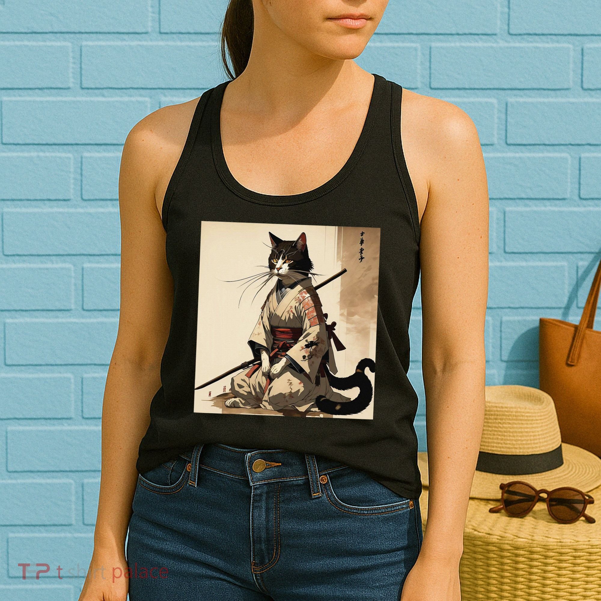 Samurai Cat Artwork Japanese Women's Tank Top