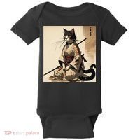 Samurai Cat Artwork Japanese Baby Bodysuit thumb 0