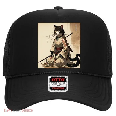 Samurai Cat Artwork Japanese Hat