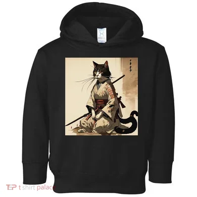 Samurai Cat Artwork Japanese Toddler Hoodie