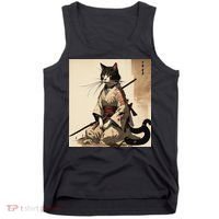 Samurai Cat Artwork Japanese Tank Top thumb 0