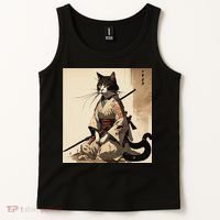 Samurai Cat Artwork Japanese Tank Top thumb 2