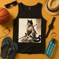 Samurai Cat Artwork Japanese Tank Top thumb 4
