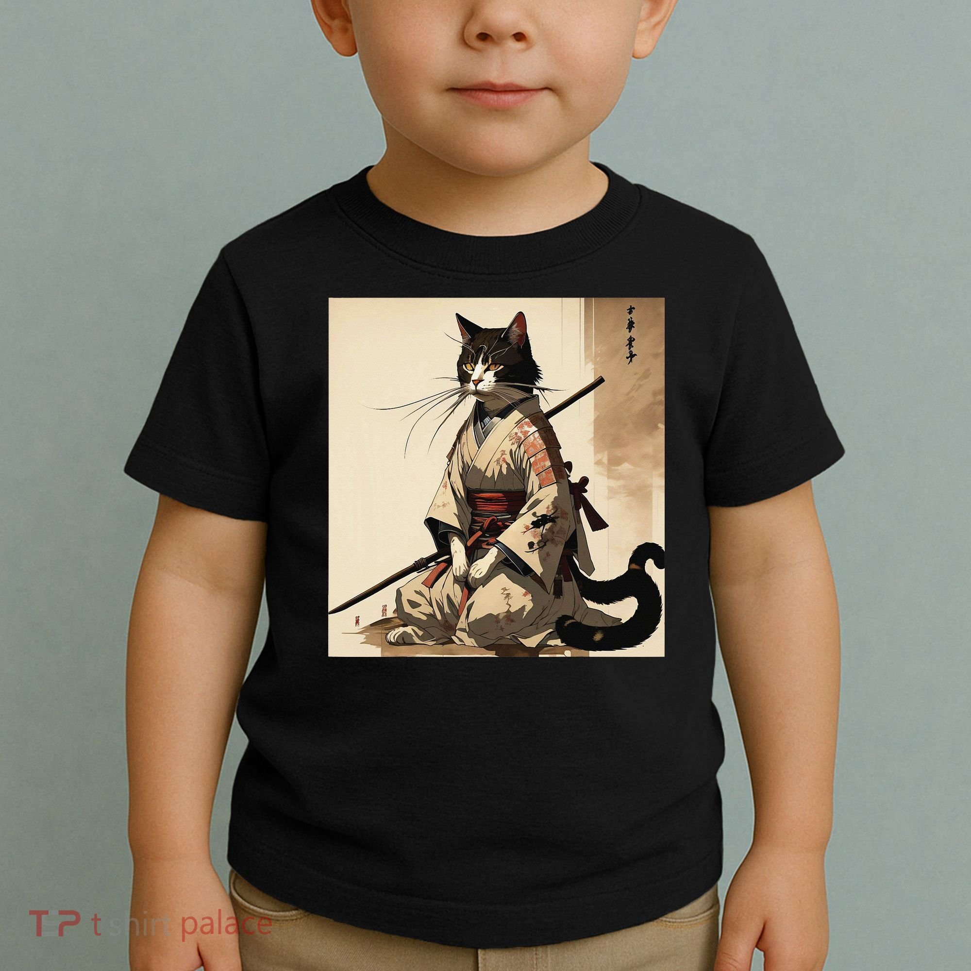 Samurai Cat Artwork Japanese Toddler T-Shirt