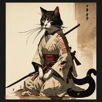Samurai Cat Artwork Japanese Women's T-Shirt thumb 6