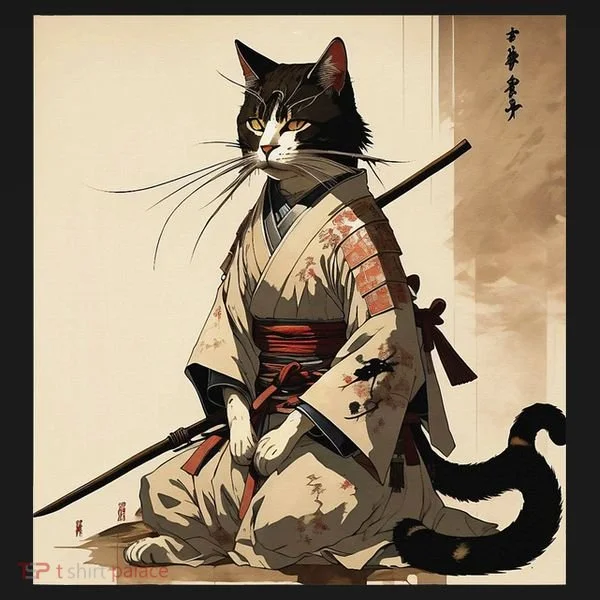 Samurai Cat Artwork Japanese Women's T-Shirt