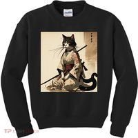 Samurai Cat Artwork Japanese Kids Sweatshirt thumb 0