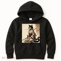 Samurai Cat Artwork Japanese Kids Hoodie thumb 0