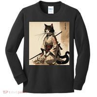 Samurai Cat Artwork Japanese Kids Long Sleeve Shirt thumb 0