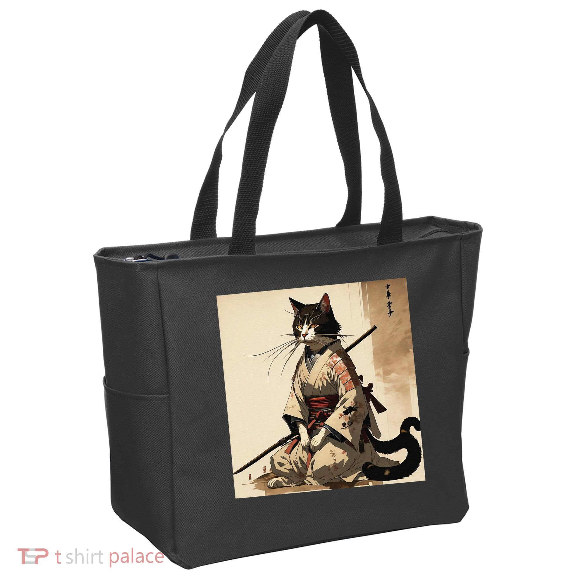 Samurai Cat Artwork Japanese Tote Bag