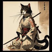 Samurai Cat Artwork Japanese Tote Bag thumb 4