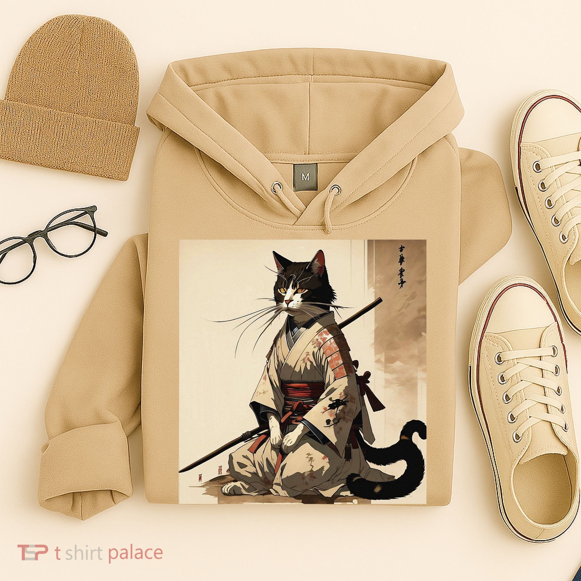 Samurai Cat Artwork Japanese Hoodie