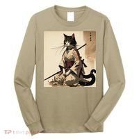 Samurai Cat Artwork Japanese Long Sleeve Shirt thumb 0