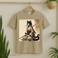 Samurai Cat Artwork Japanese T-Shirt thumb 2
