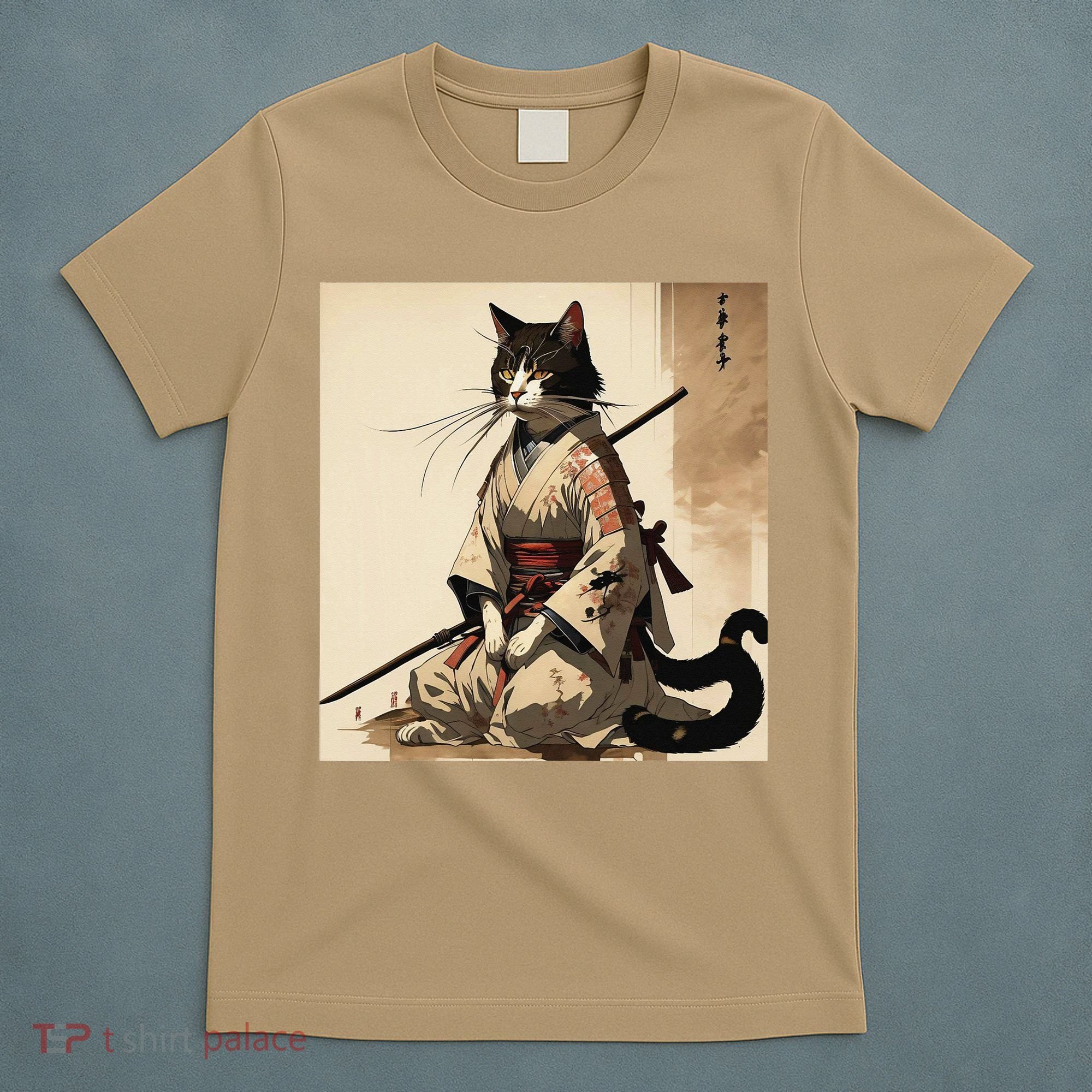 Samurai Cat Artwork Japanese T-Shirt