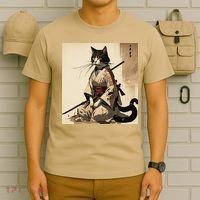 Samurai Cat Artwork Japanese T-Shirt thumb 6