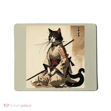 Samurai Cat Artwork Japanese Mousepad