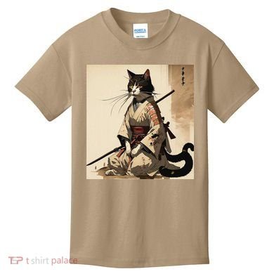 Samurai Cat Artwork Japanese Kids T-Shirt