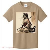 Samurai Cat Artwork Japanese Kids T-Shirt thumb 0