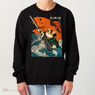 Samurai Cat And Koi Fish Anime Women's Sweatshirt