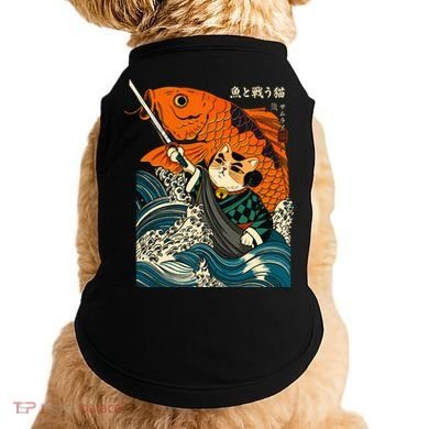 Samurai Cat And Koi Fish Anime Doggie Tank