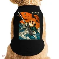 Samurai Cat And Koi Fish Anime Doggie Tank thumb 0