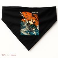 Samurai Cat And Koi Fish Anime USA-Made Doggie Bandana thumb 0