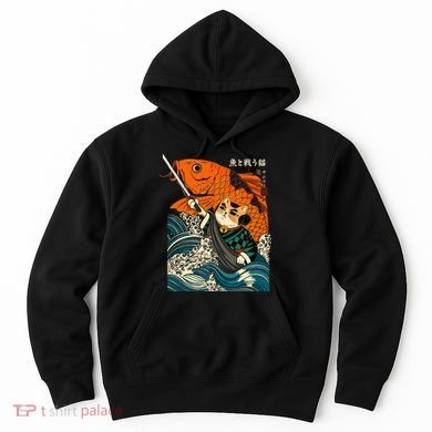 Samurai Cat And Koi Fish Anime Hoodie