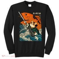Samurai Cat And Koi Fish Anime Sweatshirt thumb 0