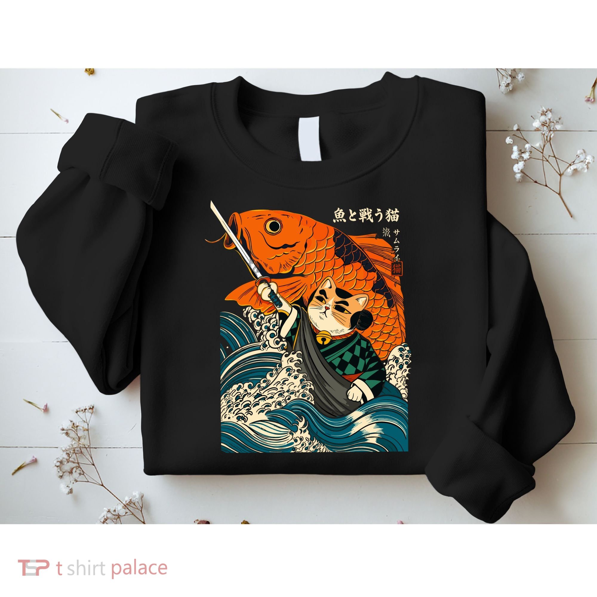 Samurai Cat And Koi Fish Anime Sweatshirt