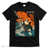 Samurai Cat And Koi Fish Anime T-Shirt thumb 0
