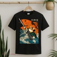 Samurai Cat And Koi Fish Anime T-Shirt thumb 2