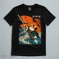 Samurai Cat And Koi Fish Anime T-Shirt thumb 5
