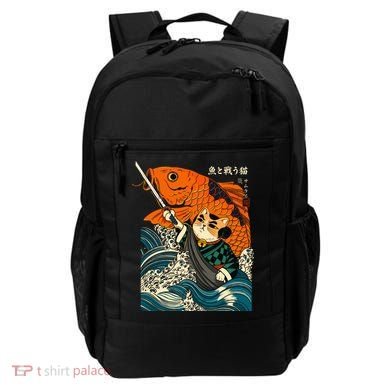 Samurai Cat And Koi Fish Anime Backpack