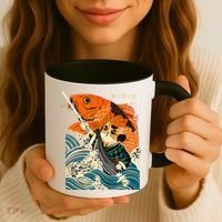 Samurai Cat And Koi Fish Anime Coffee Mug thumb 3
