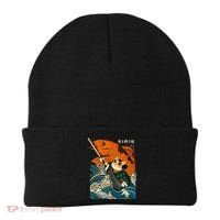 Samurai Cat And Koi Fish Anime Beanie thumb 0