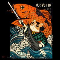 Samurai Cat And Koi Fish Anime Women's Hoodie thumb 2