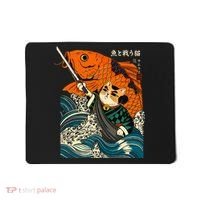 Samurai Cat And Koi Fish Anime Mousepad thumb 0