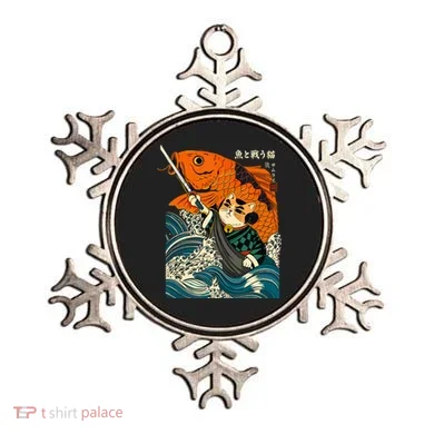 Samurai Cat And Koi Fish Anime Ornament