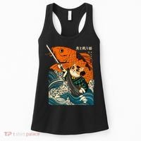 Samurai Cat And Koi Fish Anime Women's Tank Top thumb 0