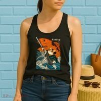 Samurai Cat And Koi Fish Anime Women's Tank Top thumb 2