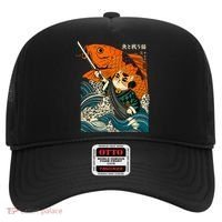 Samurai Cat And Koi Fish Anime Hat thumb 0