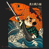 Samurai Cat And Koi Fish Anime Hat thumb 2