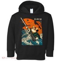 Samurai Cat And Koi Fish Anime Toddler Hoodie thumb 0