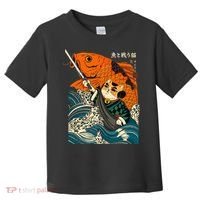 Samurai Cat And Koi Fish Anime Toddler T-Shirt thumb 0