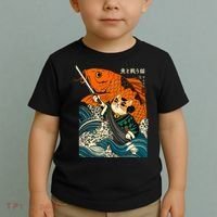 Samurai Cat And Koi Fish Anime Toddler T-Shirt thumb 2