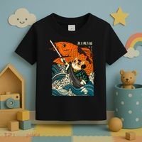Samurai Cat And Koi Fish Anime Toddler T-Shirt thumb 3