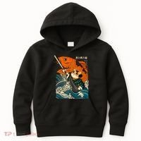 Samurai Cat And Koi Fish Anime Kids Hoodie thumb 0